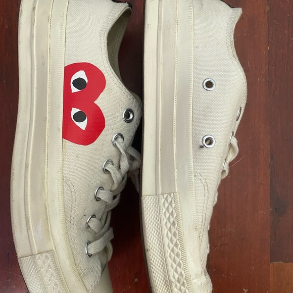 COMME DES GARÇONS WHITE LOW TOP CONVERSE SNEAKER WOMENS 8 - Picture 4 of 12